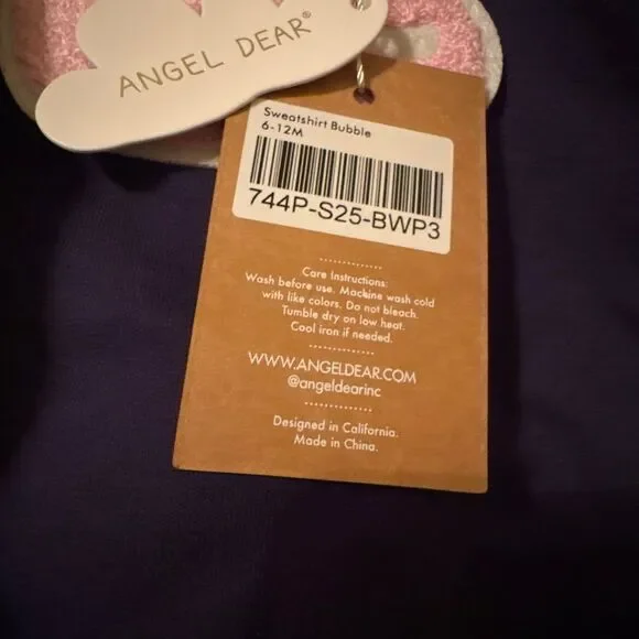 Angel Dear Bubbly Whale Pink French Terry Sweatshirt Bubble 6-12M NWT - Picture 3 of 3